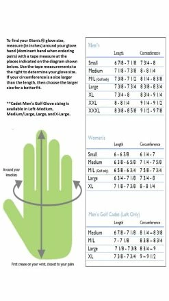Bionic Golf Women's RelaxGrip Glove -Golf Clubs Sales Shop Bionic Size Chart