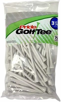 J&M Pride Sports Wood Golf Tees 3.25" -Golf Clubs Sales Shop Classic Wood Tee 3.25 75 count White