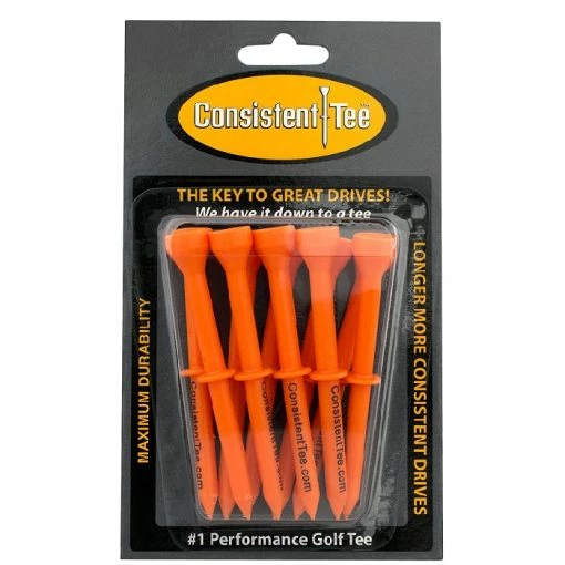CaddiesShack Consistent Tee Golf Tees 10 Pack - 3.25" -Golf Clubs Sales Shop ConsistentTees Orange0