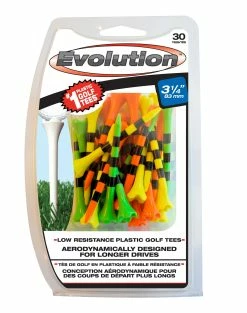 J And M Pride Sports Plastic Evolution Striped Golf Tees 30 Pack