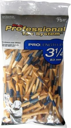 J And M Pride Professional Tee System ProLength Golf Tees 34 J And M Pride Professional Tee System ProLength Golf Tees -Golf Clubs Sales Shop PTS ProLength Natural Wood Yellow 3.25 75ct