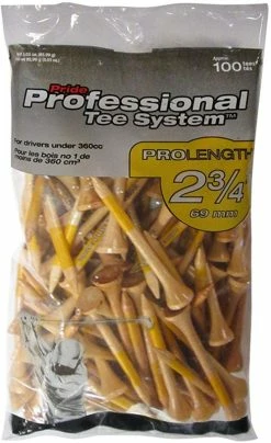 J And M Pride Professional Tee System ProLength Golf Tees 28 J And M Pride Professional Tee System ProLength Golf Tees -Golf Clubs Sales Shop PTS ProLength Natural Yellow 2.75 100