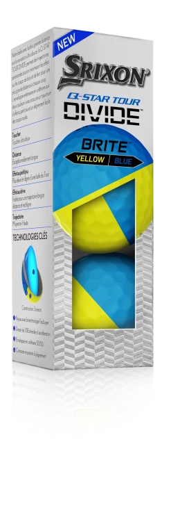 Cleveland Golf Srixon Q-Star Tour Divide Golf Balls - Dozen -Golf Clubs Sales Shop Q StarDivideBlueYellowSleeve