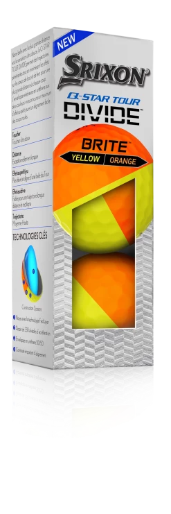 Cleveland Golf Srixon Q-Star Tour Divide Golf Balls - Dozen -Golf Clubs Sales Shop Q StarDivideOrangeYellowSleeve