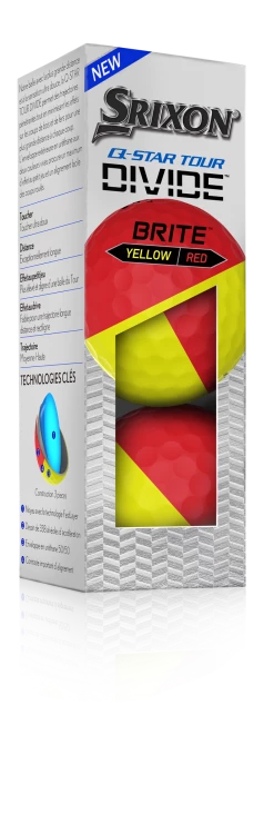 Cleveland Golf Srixon Q-Star Tour Divide Golf Balls - Dozen -Golf Clubs Sales Shop Q StarDivideRedYellowSleeve