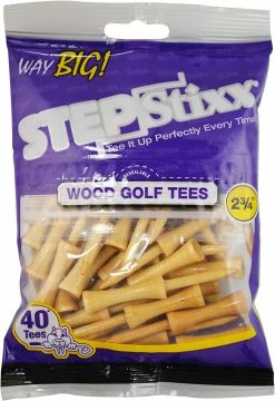 CaddiesShack STEPStixx Golf Tees - 2.75" -Golf Clubs Sales Shop STEPStixx 2.75 NaturalWood