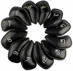 HNM Golf Volf Golf Black Synthetic Leather Iron Covers Set