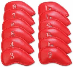 HNM Golf Volf Golf Red Synthetic Leather Iron Covers Set 7 HNM Golf Volf Golf Red Synthetic Leather Iron Covers Set -Golf Clubs Sales Shop VolfGolfHeadcover RedLeatherIrons1