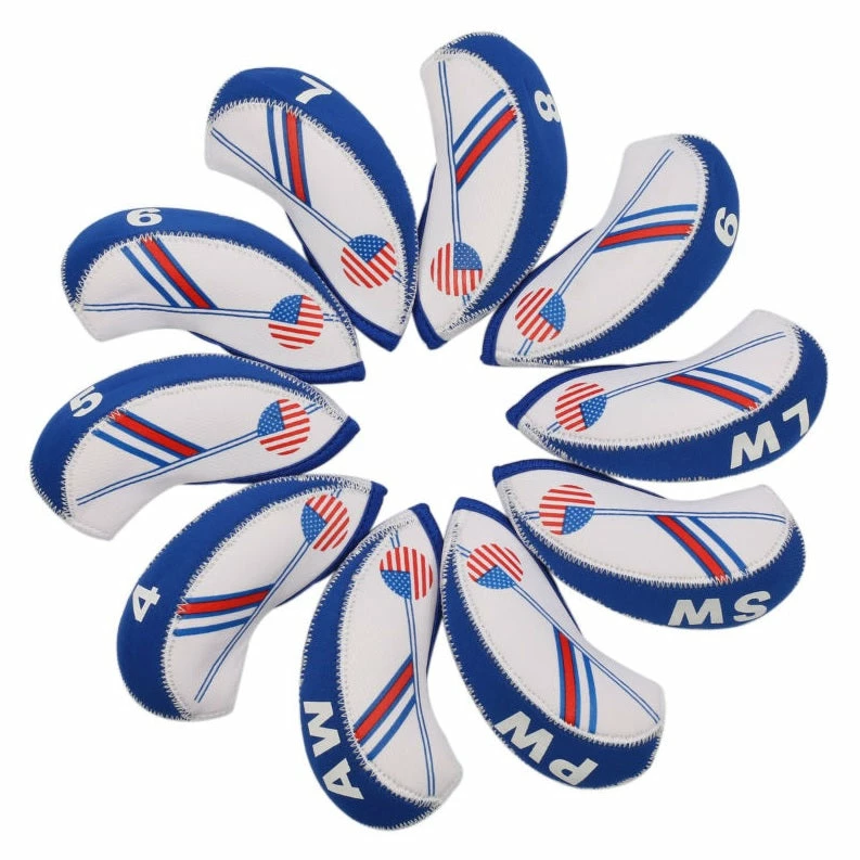 HNM Golf Volf Golf USA Flag Neoprene Iron Head Covers Set 3 HNM Golf Volf Golf USA Flag Neoprene Iron Head Covers Set