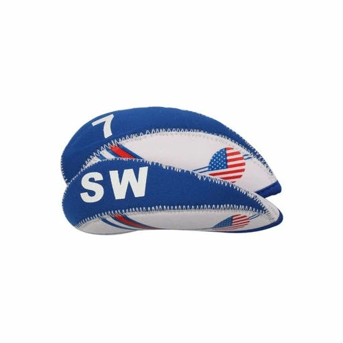 HNM Golf Volf Golf USA Flag Neoprene Iron Head Covers Set 7 HNM Golf Volf Golf USA Flag Neoprene Iron Head Covers Set - Image 5