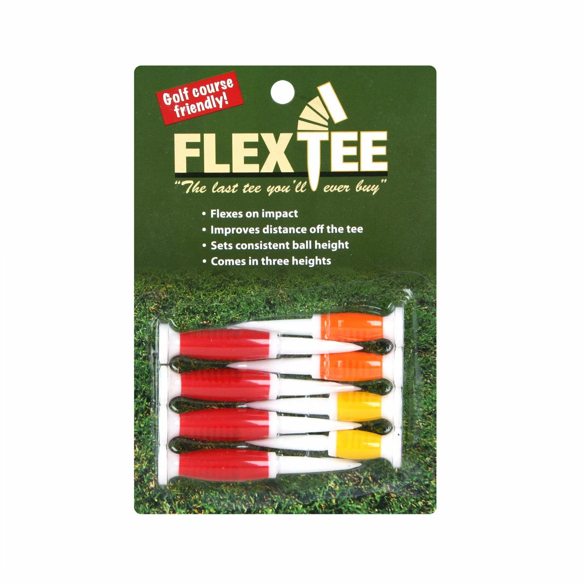 Hireko FlexTee Flexible Golf Tees - 8 Pack - Multi Heights